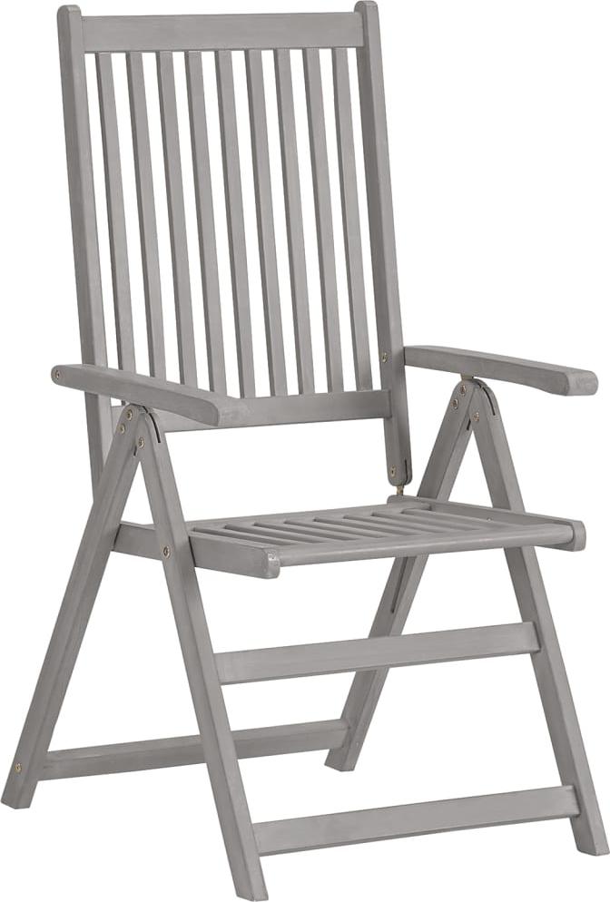 vidaXL Verstellbare Gartenstühle 6 Stk. Grau Massivholz Akazie