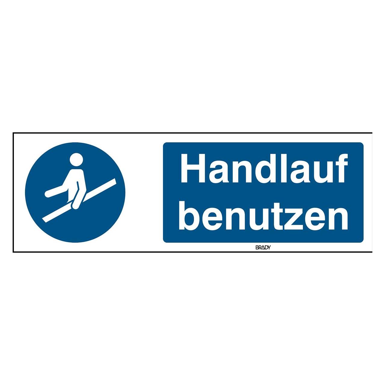 Brady ISO 7010 PIC M012 B-7527 ISO 7010 Zeichen - Handlauf benutzen Polypropylen Weiss auf Blau (819704)