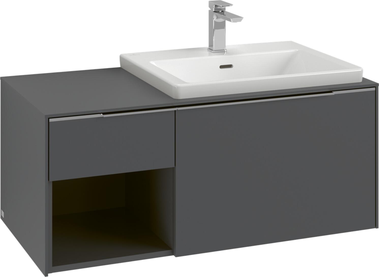 V&B Waschtischunterschrank Beck. re Subway 3.0 100,1x42,25x51,6cm, m LE/Gr vo b, bla Oa