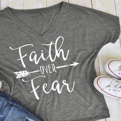 "Faith Over Fear" T Shirt Gray XXL