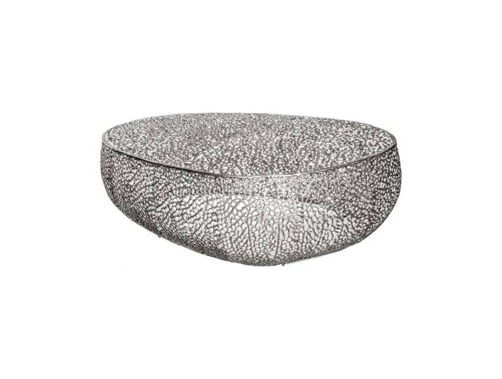 Table Basse Design Metrix 122x69 Cm – Aluminium Argenté À Motifs Arrondis