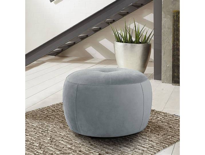 Polsterhocker Monteux 63 x 63cm Grau Samt Ravi: Hellgrau