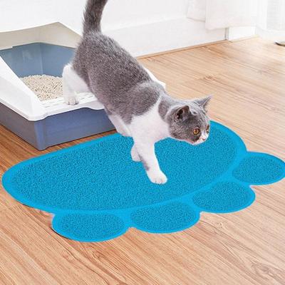 Snug & Styled PawGuard Cat Litter Mat Non Slip PVC Pet Feeding & Litter Box Floor Protector light Blue