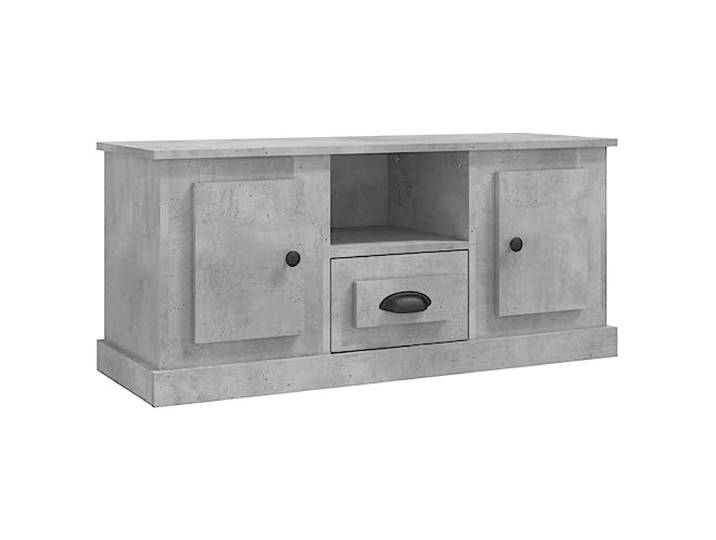 KUPTYERFG TV-Schrank Betongrau 100x35.5x45 cm Holzwerkstoff Lowboard Moderner TV-Tisch mit reichlich Stauraum fürs Wohnzimmer, stabile Ablage für Multimedia-Geräte.