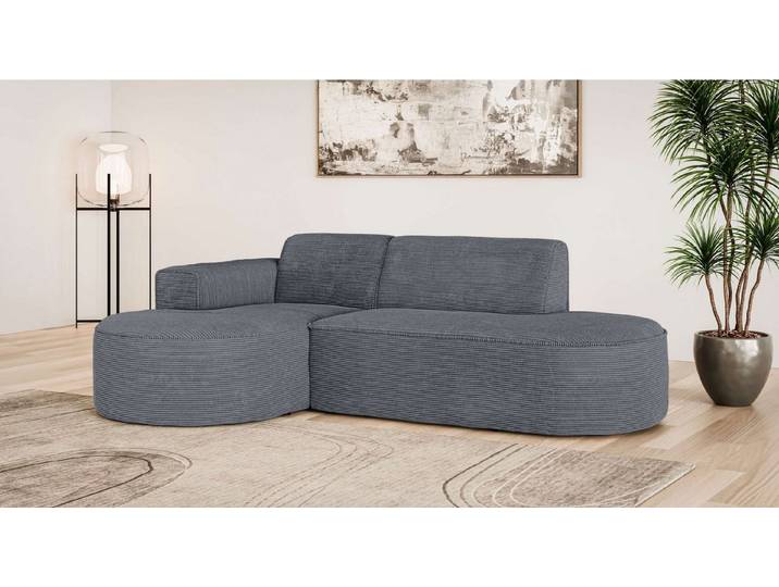 OTTO home Ecksofa ADELLA Design-Sofa mit Recamiere rechts/links, 248/159/76 cm, L-Form mit Wellenunterfederung, runde Form, auch in Cord
