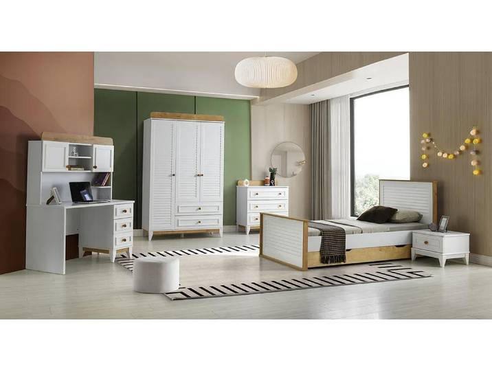JVmoebel Jugendzimmer-Set Garnitur Kinderzimmer Bett Kinderbett Kindermöbel Weiß
