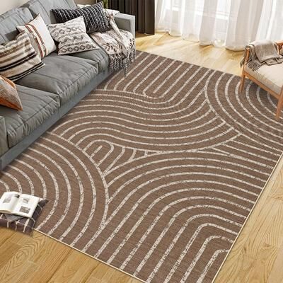 Garvee Modern Abstract Vintage Rainbow Easy Jute Area Rug