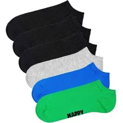 HAPPY SOCKS Happy Socks Unisex Sneaker-Socken, 6er Pack - Solid Socks Low, Baumwollmischung, einfarbig, Größe 36-40 in Schwarz Schwarz