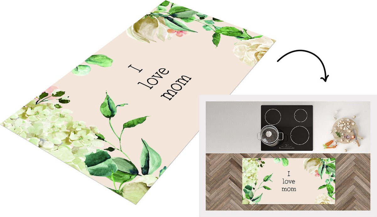 Keukenloper Vinyl I Love Mom Quote - 120 x 60 cm