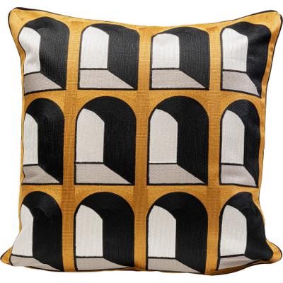 Dekokissen KARE DESIGN "Coloseo, Kissenhülle mit Füllung, 50x50 cm", schwarz (gold, gemustert), B:50cm H:15cm L:50cm, Baumwolle, Polyester, Dekokissen_Sitzkissen_Kissenhüllen, stützt Kopf und Nacken angenehm und sorgt für erholsamen Schlaf