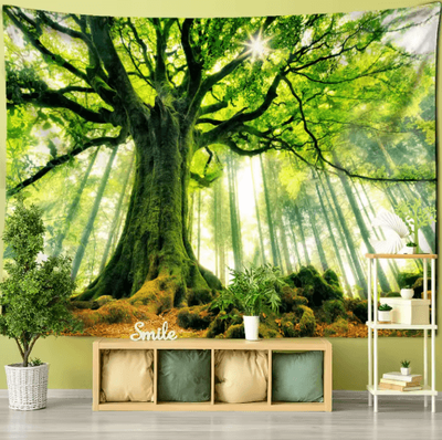 Inspire Picks Towering Forest Tapestry Bohemian Psychedelic Tree Wall Hanging 11 400x220cm