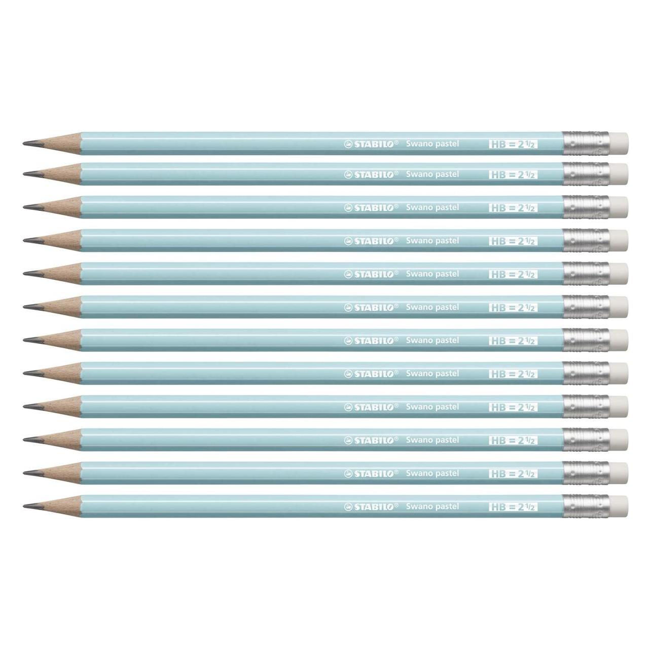 Stabilo Swano Pastell HB Bleistift mit Radiergummi blau (12 Stück) (2.20 mm, HB, 12x) (381365)