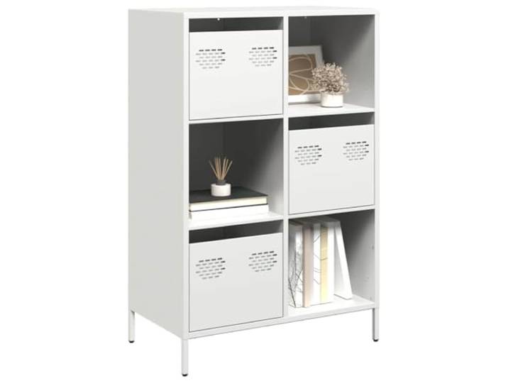 Jkghdrt Highboard Weiß 68x39x103,5 cm Stahl mit Schublade Kaltgewalzter Stahl, Metallfüße, pflegeleichte Oberfläche, viel Stauraum, vielseitig nutzbar