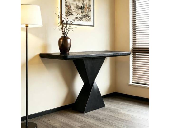 HLDJYLZS Wabi Sabi Massivholz Konsolentisch, Moderner Eingangstisch Massivholz Konsolentisch im Wabi Sabi Stil für Eingang, Flur, Wohnzimmer, Sofa-Bereich und Dekoration