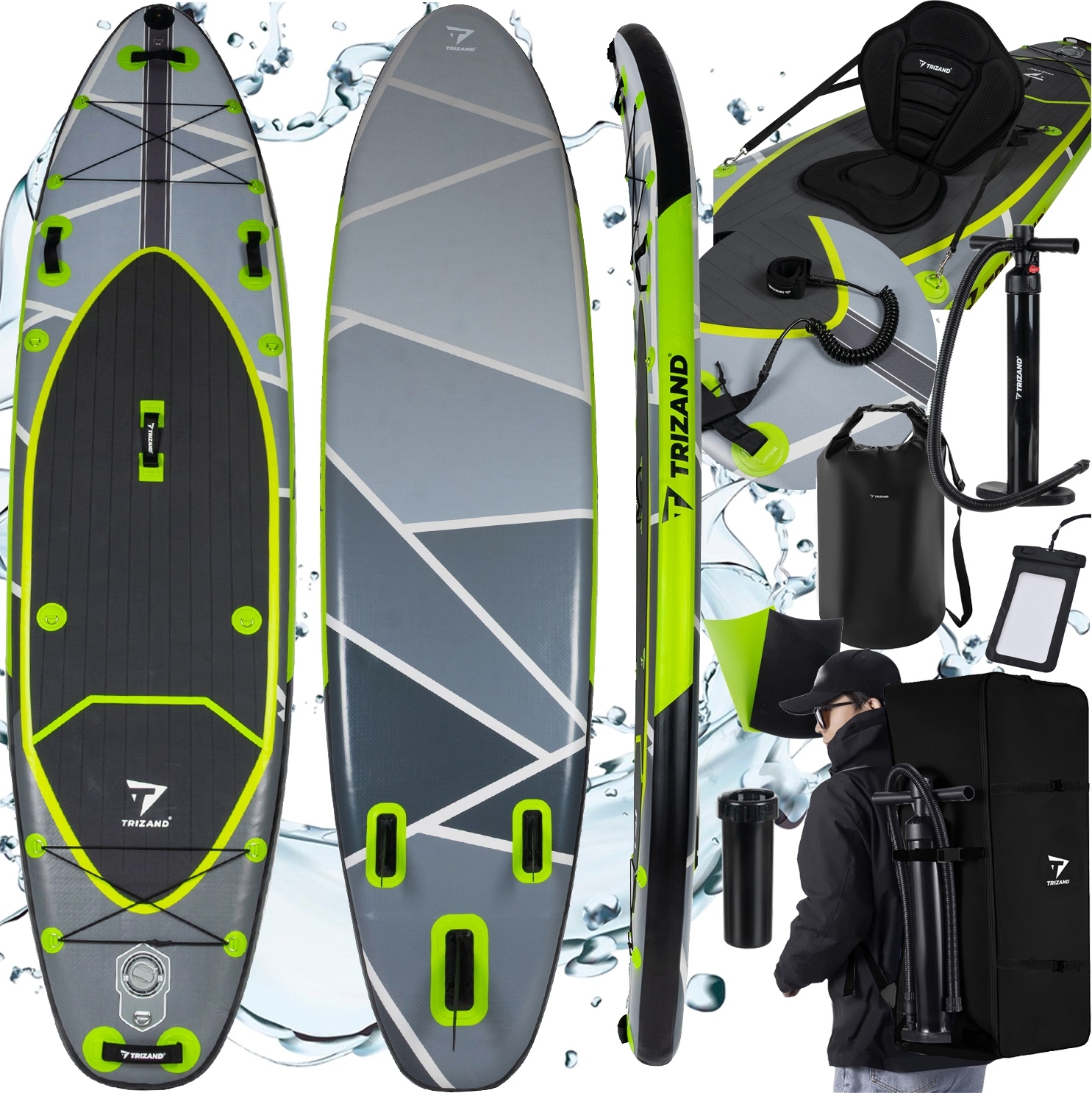SUP-Board 335 cm mit Paddel, Sitz, Pumpe und Zubehör von Trizand Deska