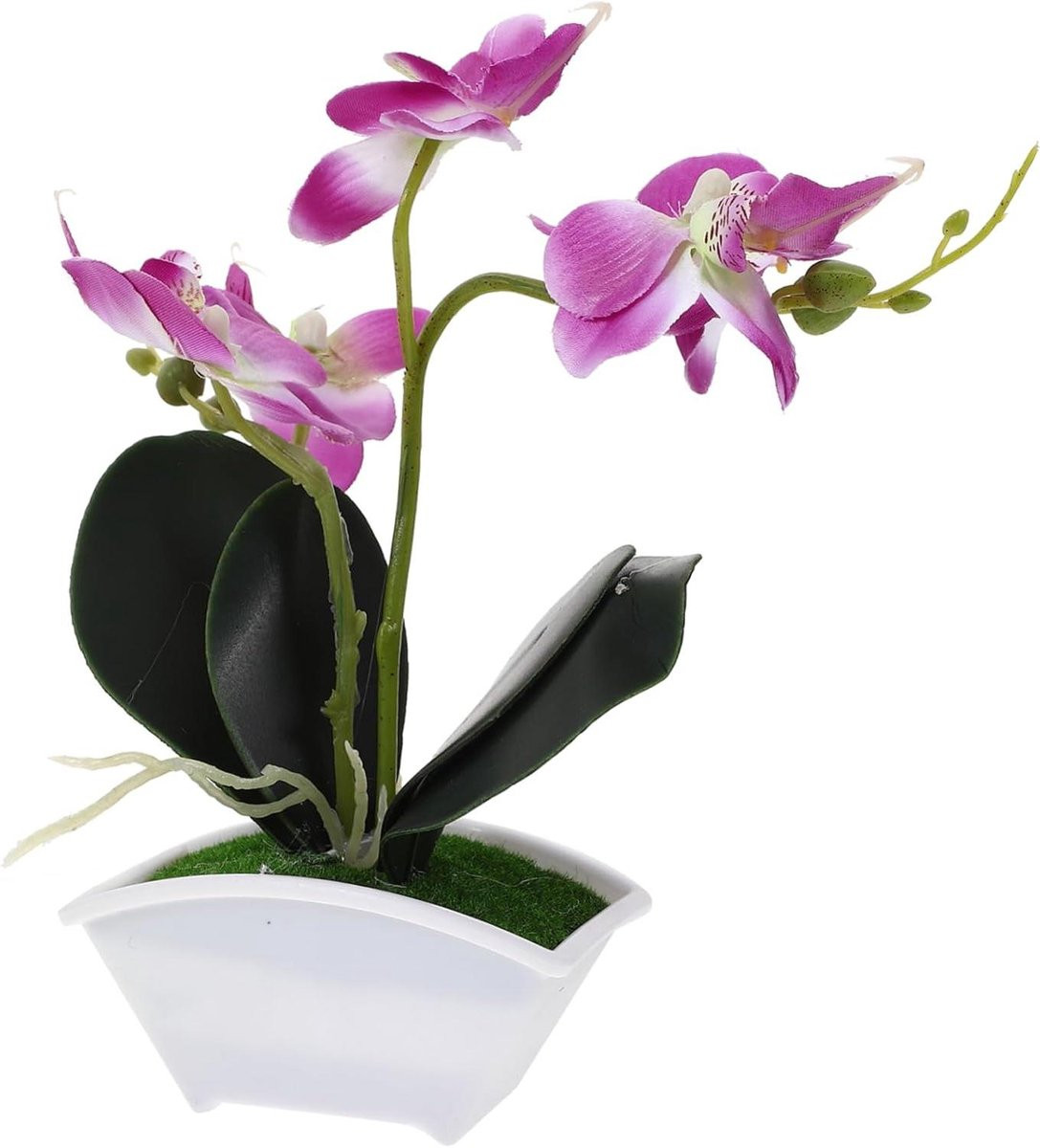 Nep Orchidee Plant met Paarse Zijden Bloemen - Realistisch Ontwerp - Hoogte: 22 cm