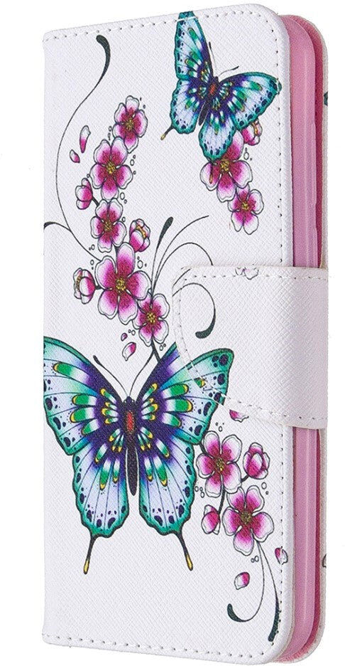 INCOVER Huawei Y5p Riflet Læder Cover m. Kortholder - Sommerfugl