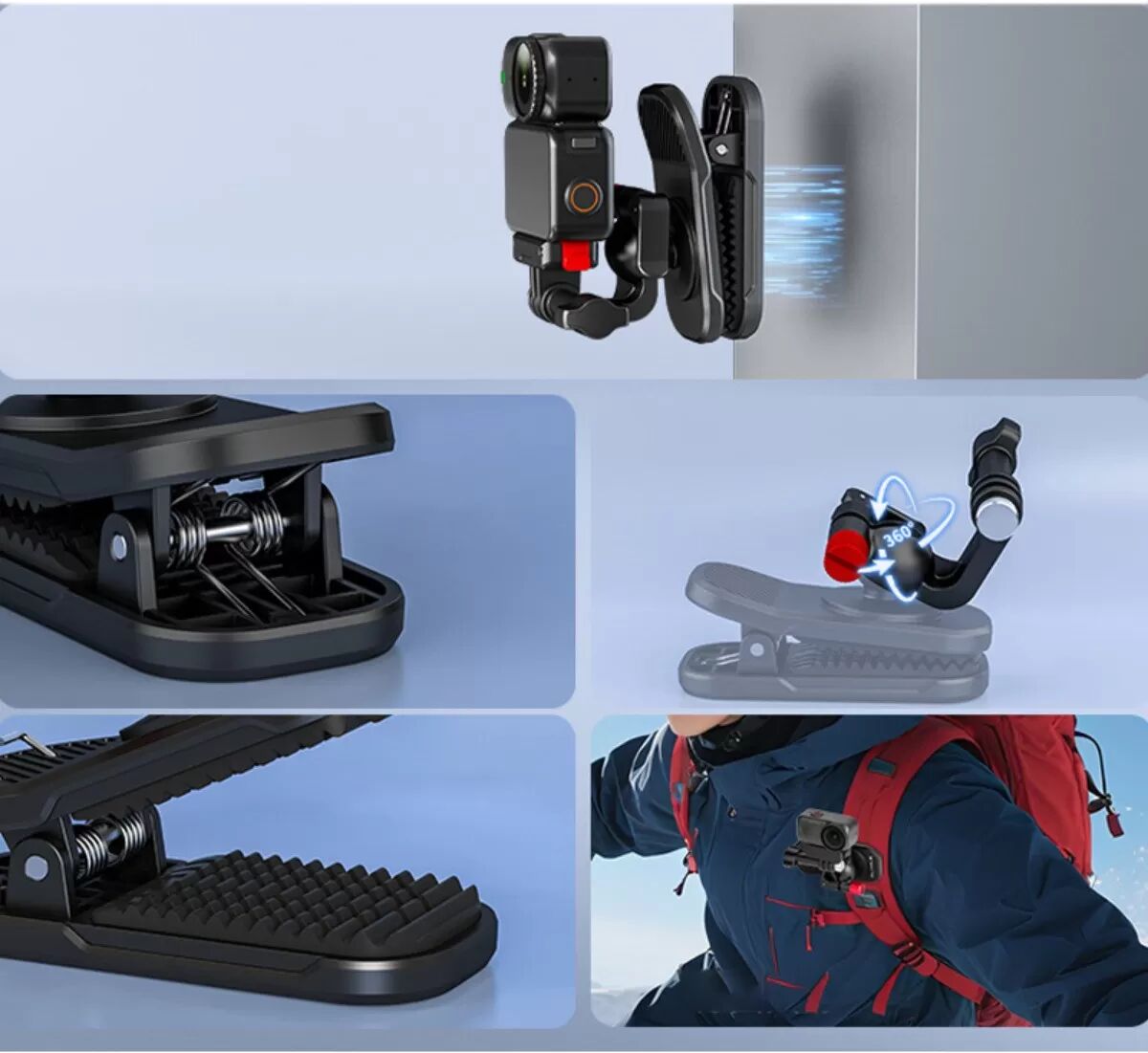 INF Magnetischer Rucksack-Clip - Tragbare ABS+PC Schultergurtklemme mit starkem Magnet, kompatibel mit DJI Pocket 3, Osmo 360,