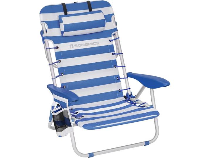 Campingstuhl faltbar verstellbar Blau Polyester