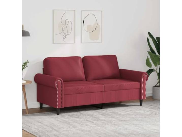 HEFZGDB Weinrotes 2-Sitzer-Sofa 140 cm Breite Kunstleder Polsterung Modernes Wohnzimmer Möbel Langlebiges Metallgestell Bequeme Sitzflächen Schmutzabweisende Reinigung Stabiles