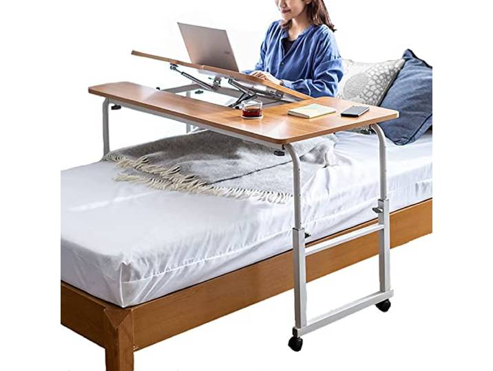 JACCOS Betttisch mit Rollen, Betttisch mit Rädern, verstellbarer Schreibtischwinkel und Höhe, geeignet für Krankenhausbett, Zuhause, Familie, tägliche Entspannung, Arbeit, Unterhaltung, Betttisch
