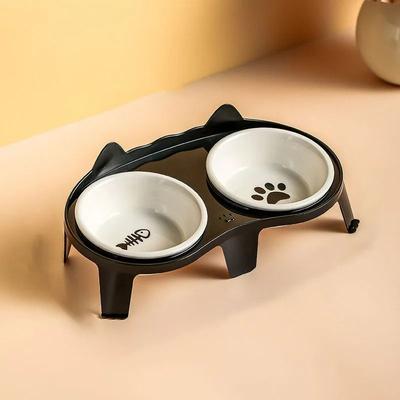 Uplift Essentials Elevated Ceramic Dual Pet Feeding Station black