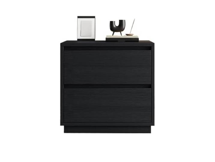 Vielseitig Schwarzer Nachttisch aus Holz for Zuhause und Schlafzimmer Schrank mit Doppelschublade(Klein)