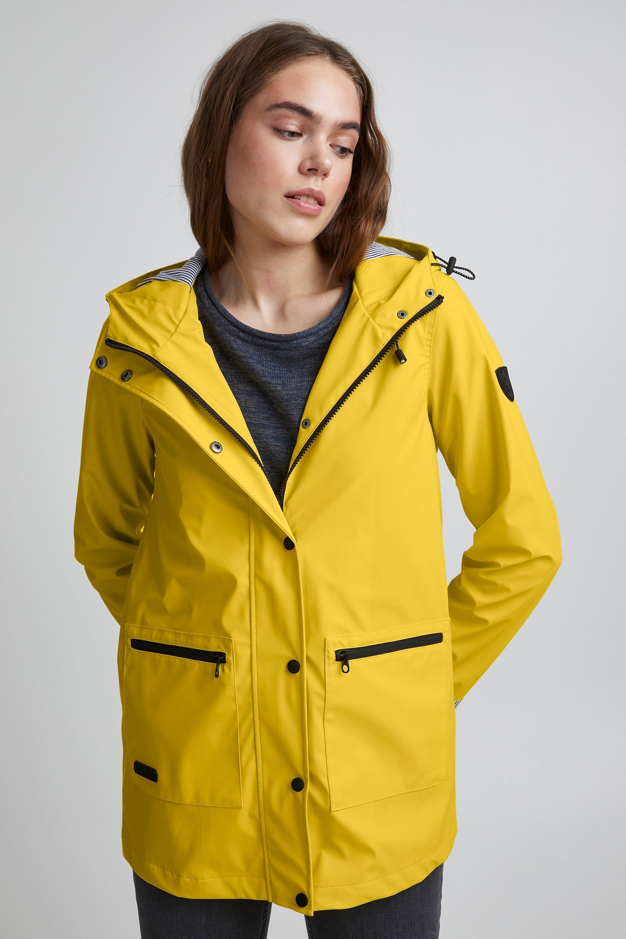 Regenjacke OXMO "Regenjacke OXBecky", Damen, Gr. L, gelb (primrose gelb), Obermaterial: 100% Polyurethan PU., Mäntel Regenjacke