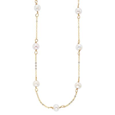 Silberkette "Schmuck Geschenk Halskette", gold (gelbgoldfarben, weiß), ANISTON JEWELRY & WATCHES, Halsketten, Damen, Perlen Silber 925 (Sterlingsilber), L: 47 B: 1mm, Perlen, Silber 925 (Sterlingsilber), Silberkette, mit Naturperle, B:1mm