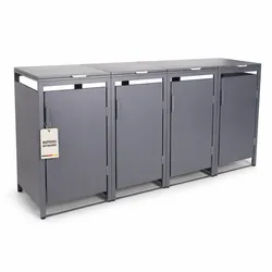 ALBATROS Mülltonnenbox 4er Hauswandversion, 120L bis 240L, für Vier Tonnen, verzinktes Metall RAL7016 Anthrazit