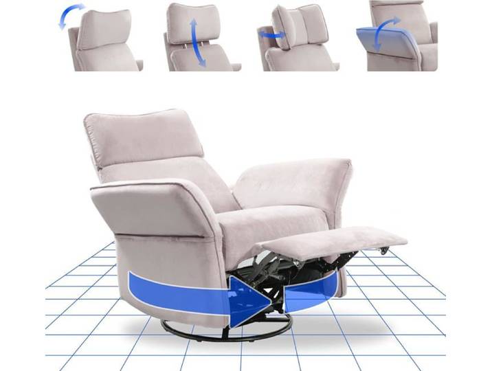 FlexiSpot Fauteuil Relaxant Électrique XR8 Cradle Inclinable Pivotant Appuie-Tête 3D Accoudoirs Dossier Réglables Beige