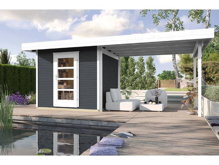 Weka Designhaus wekaLine 172 B2, mit Anbau und Einzeltür, anthrazit