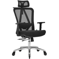 OfficeSense OS200 Ergonomischer Bürostuhl – Mesh-Bürostuhl mit Kopfstütze – Für Erwachsene – Schwarz
