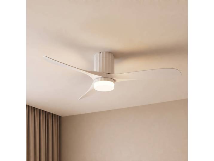Novri LED-Deckenventilator, weiß, Ø 132 cm, CCT, leise - Lucande - Wohnzimmer - Modern - Kunststoff