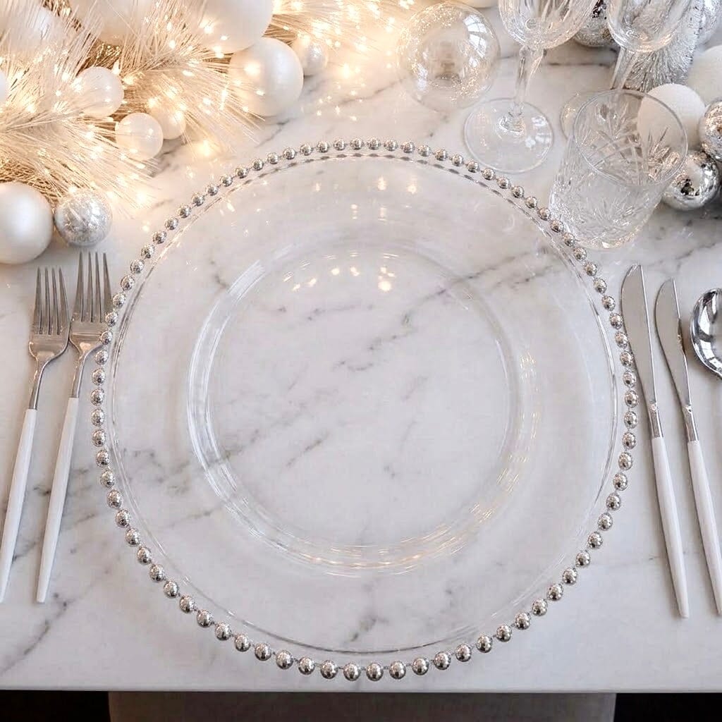 Florence Silver Bobbled Edge Acrylic Charger Plate
