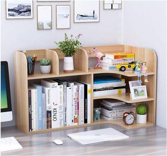 WAN Houten Boekenplank Bureau Organisator Naturel Breedte: 80 cm
