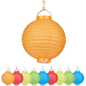 Relaxdays Dekoleuchte 10024352, LED Lampions bunt, Batteriebetrieb, 20 x 24,5 cm, 10 Stück