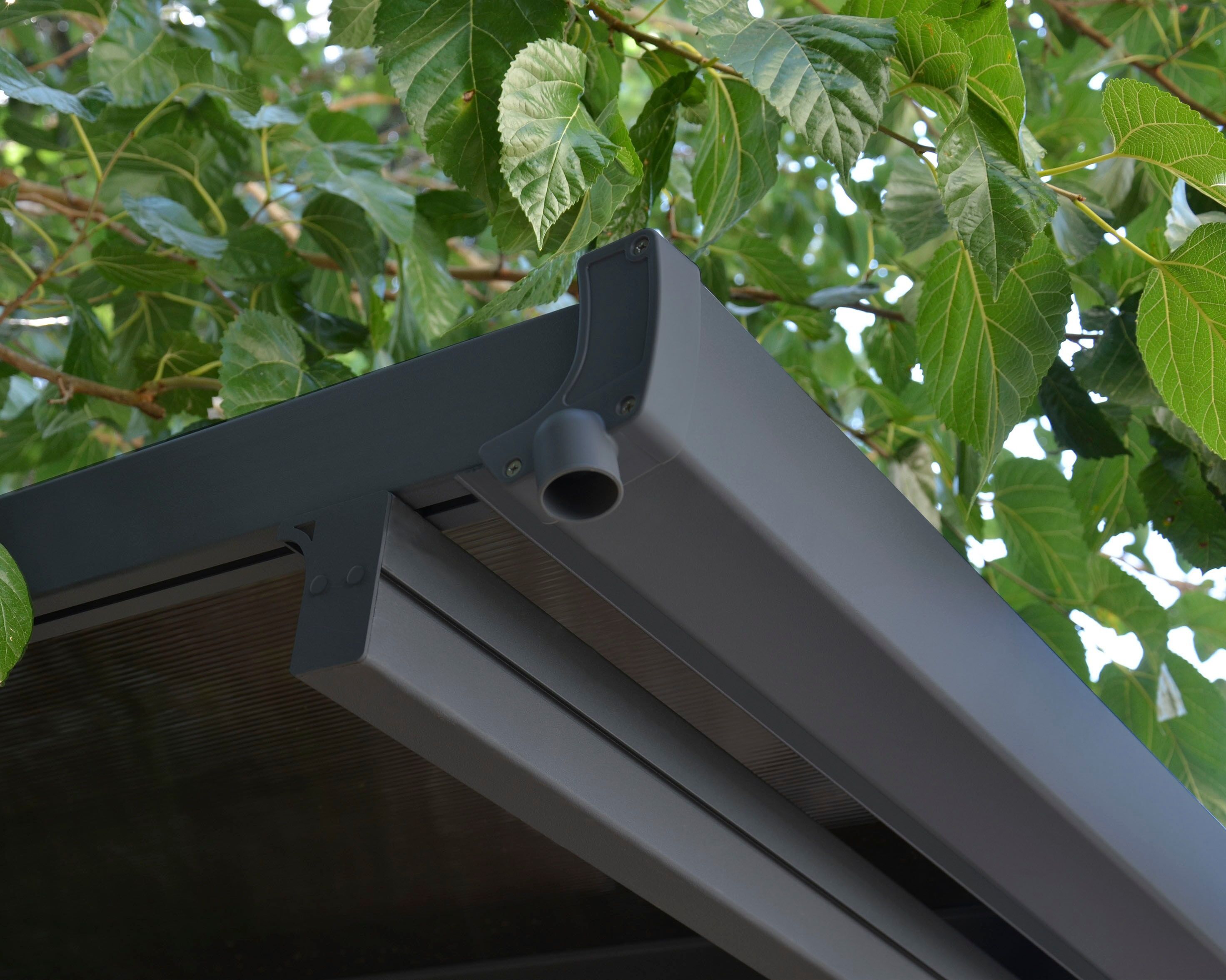 Einzelcarport PALRAM - CANOPIA "Verona", grau (anthrazit), B/H/T: 297cm x 210cm x 500cm, Carports, Einzelcarport, 6mm starke Polycarbonat-Stegplatten