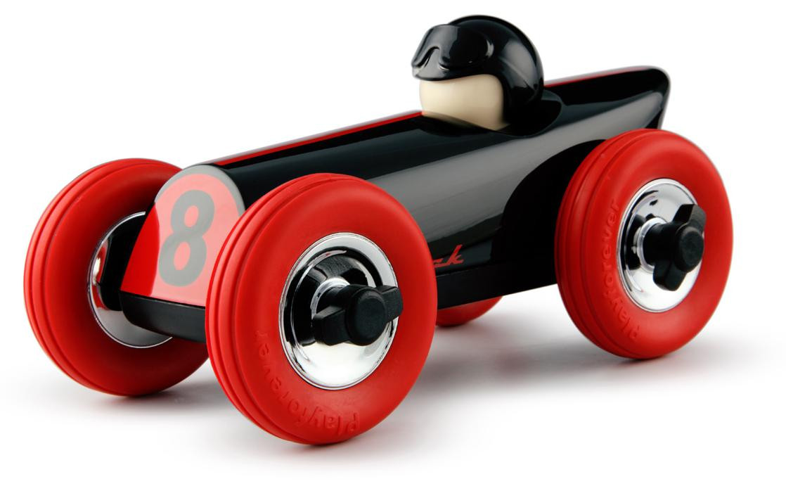 Playforever racewagen Buck Roddie - Vintage speelgoedauto, rood en zwart