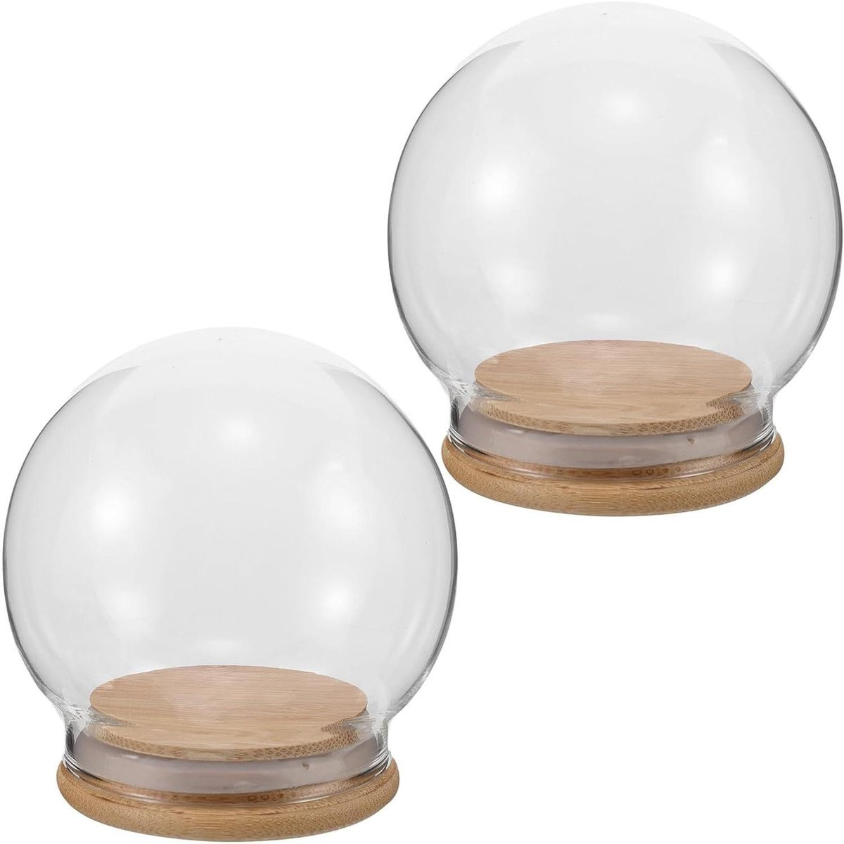 Set van 2 transparante glazen stolpen met voet voor creatieve decoratie