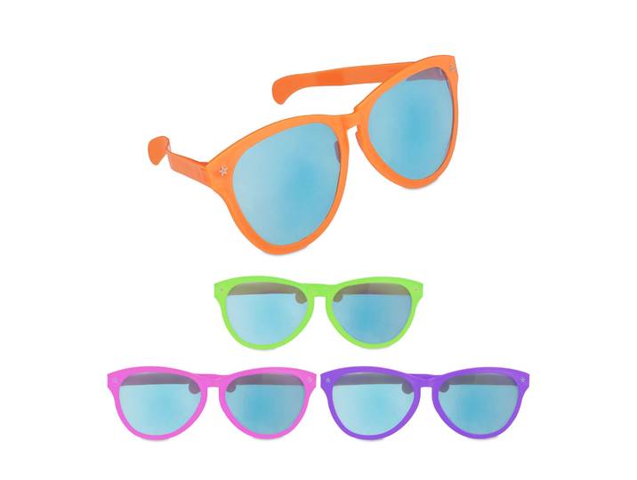 Grosse Partybrille 12er-Set Grün-Lila-Orange