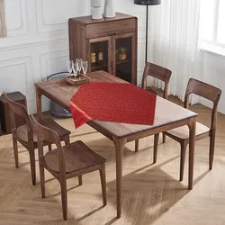 BELLA CASA Jacquard-Mitteldecke mit Goldeffekt - Bordeaux/Gold