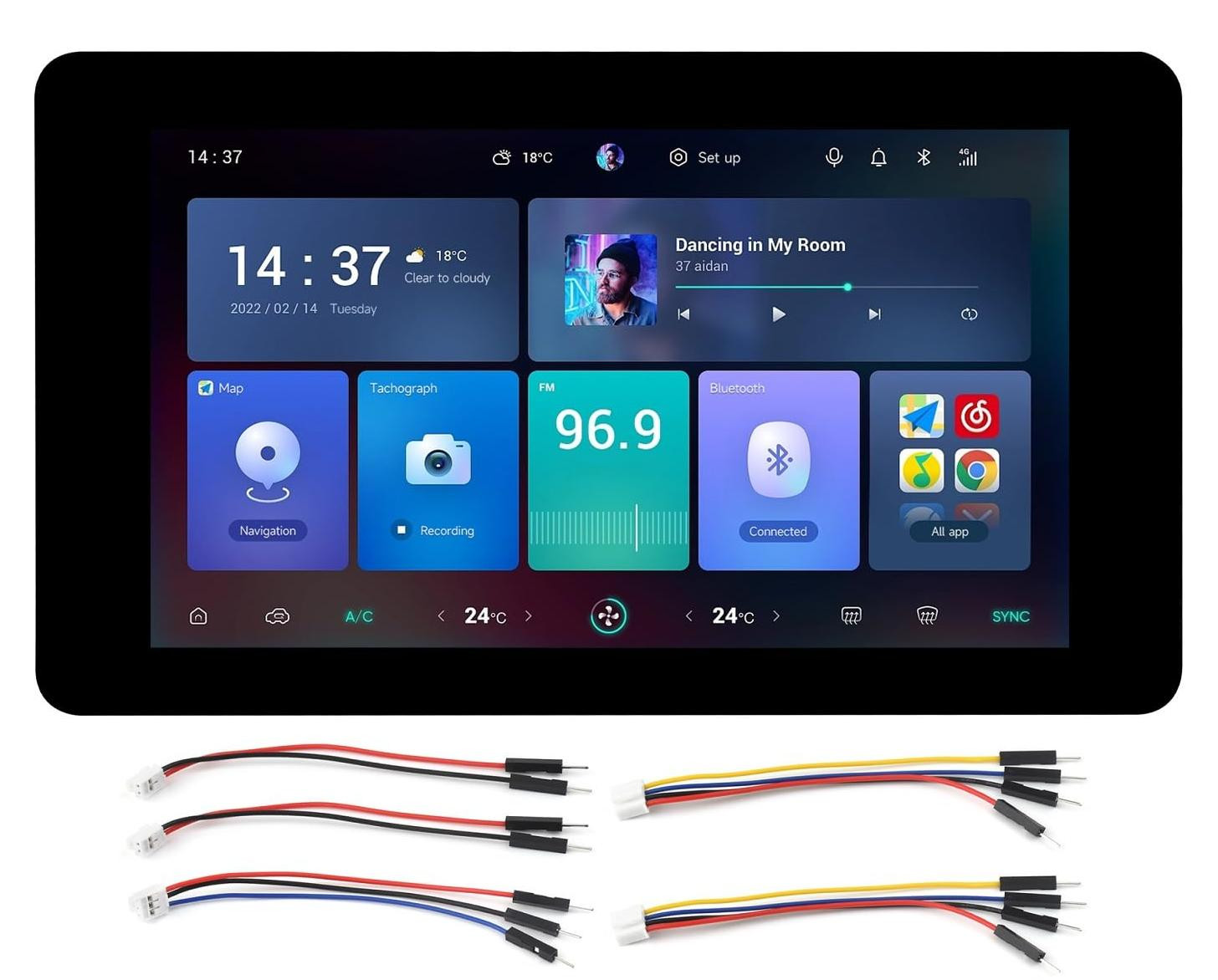Waveshare ESP32-S3 ontwikkelbord met 7-inch capacitief touchscreen, 800x480 resolutie, WiFi en Bluetooth