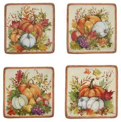"Certified International Harvest Blessings 6"" Luncheon/Canape Plate, Set of 4"