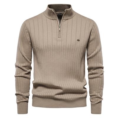 Neue herbst reißverschluss pullover pullover für männer hohe qualität warme winter stehkragen baumwolle gestrickte pullover männer