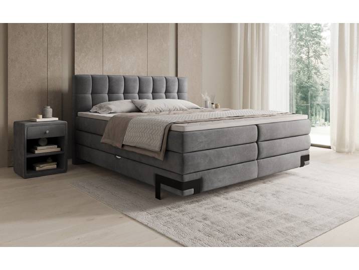 Boxspringbett Isabell mit Stauraum in Samt - 160x200 - Dunkelbraun - H3 (70-100kg) - Luxusbetten24