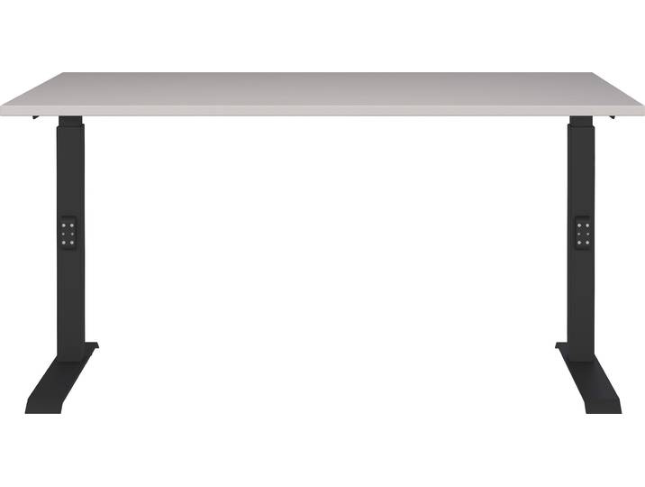 Schreibtisch GERMANIA Lemont , braun (kaschmir, schwarz, kaschmir), B:140cm H:68cm T:80cm, Tische, Schreibtisch, Mechanisch höhenverstellbarer Schreibtisch