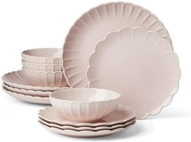 Lenox French Perle Scallop Blush 12-Piece Dinnerware Set