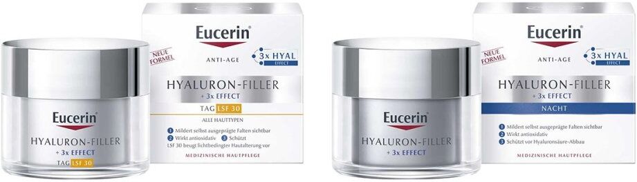 Eucerin Hyaluron-Filler Tagespflege Lsf 30 + Nachtpflege Creme 2x50ml