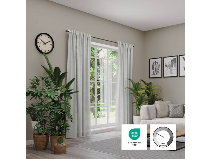 Vorhang NEUTEX FOR YOU Biella Gr. 1, grau, B:142cm H:245cm, Jacquard, Polyester, Gardinen, Vorhang, HxB: 245x142, Schal mit verdeckten Schlaufen